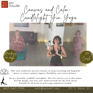Mondays 10:30AM Canvas and Calm, Candlelight Yin Yoga