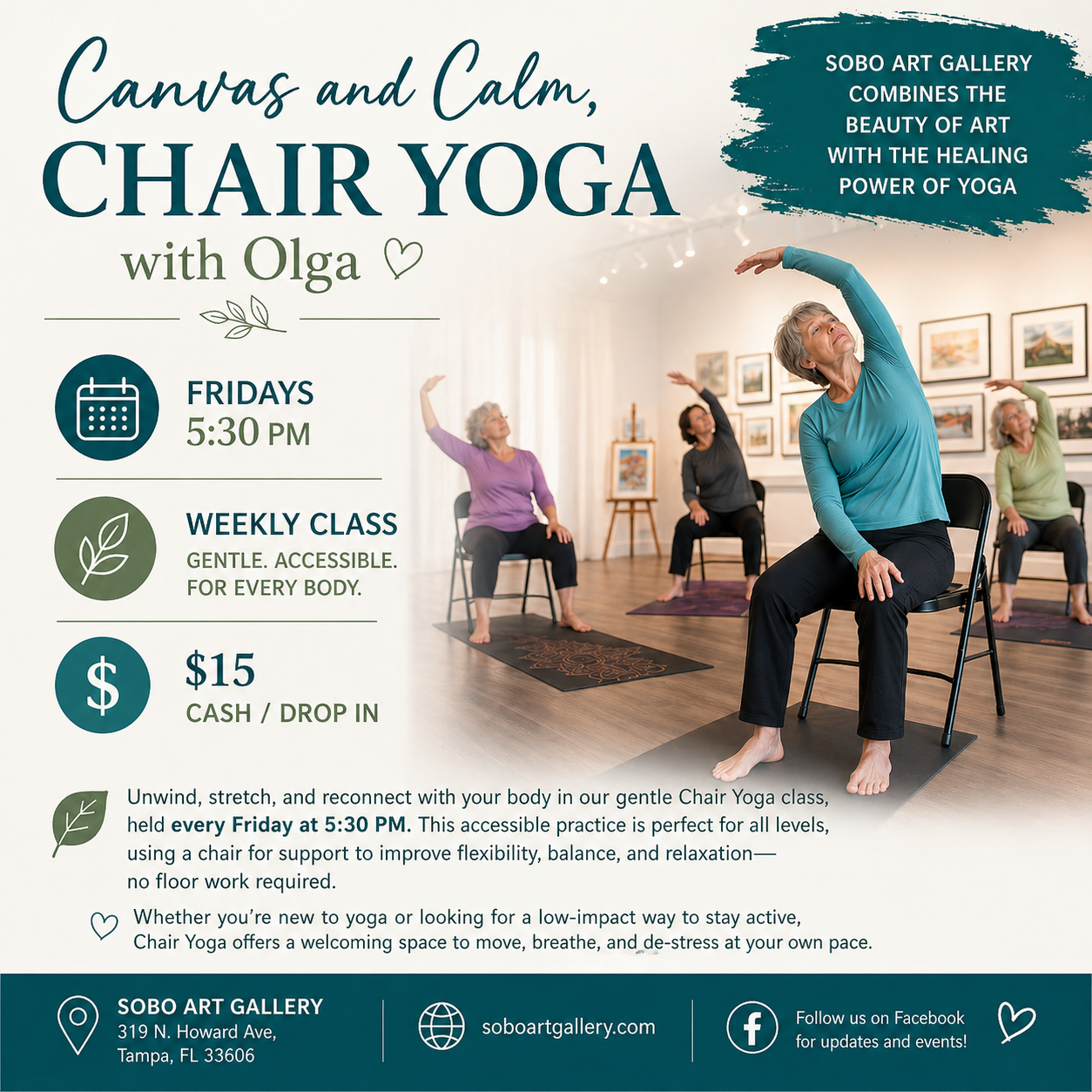Fridays 5:30PM : Weekly Class, Chair Yoga with Olga